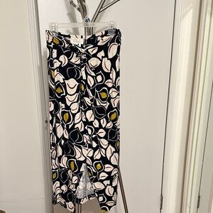 Anthropologie Leaf Print Maxi Skirt in Black, White, and Gold